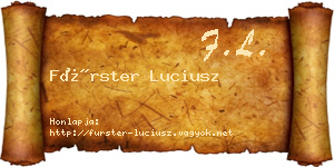Fürster Luciusz névjegykártya
